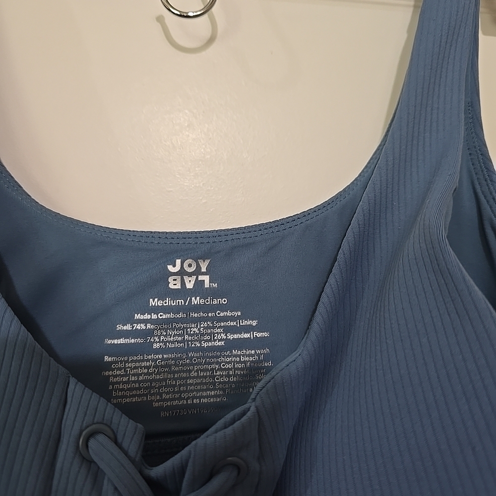 JoyLab Steel Blue Ribbed Crop Top - Picture 4 of 5